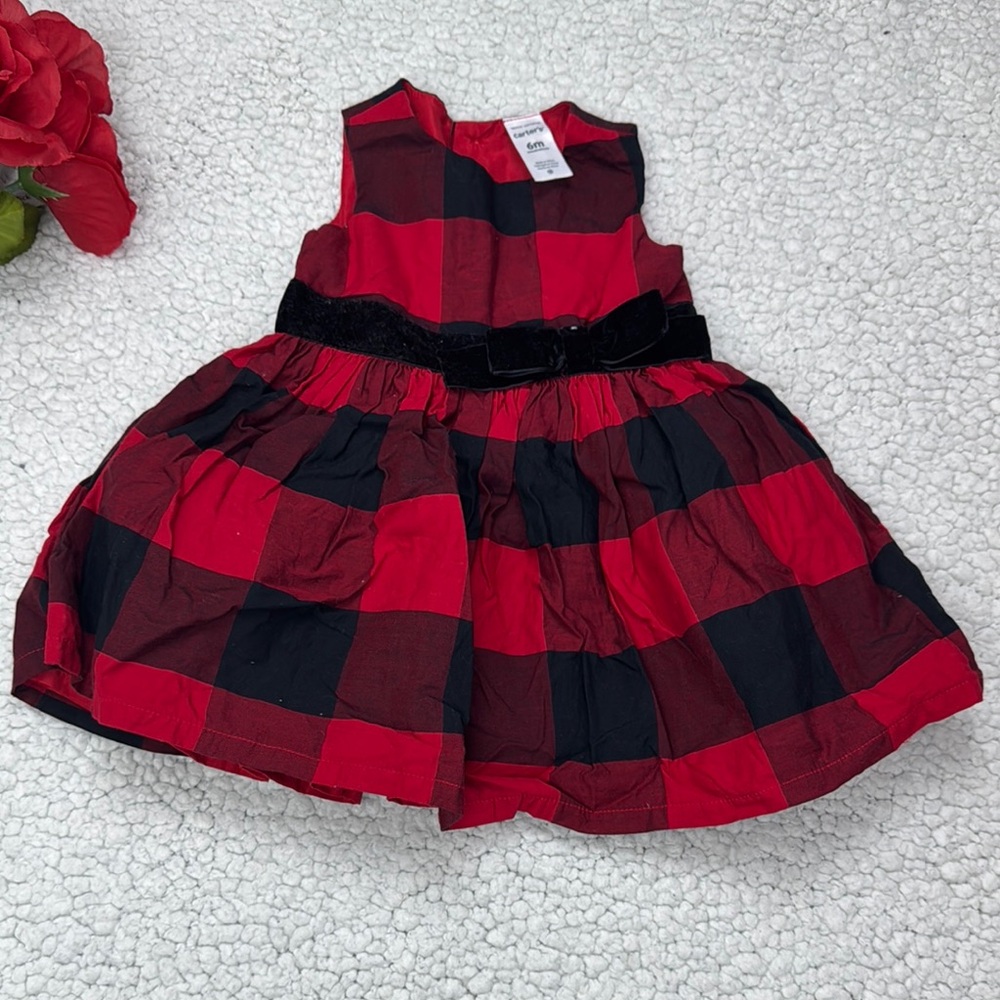 Chic Plaid Dress with Velvet Accent